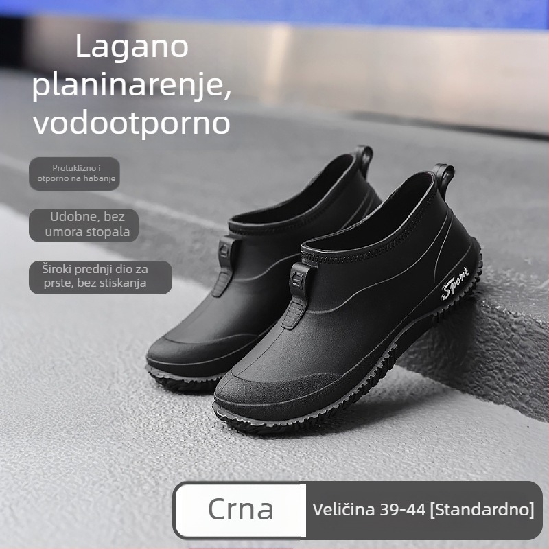 Muške čizme za kišu s kamuflažnim uzorkom, nisko gležnjače, vodootporne, protuklizne kratke čizme s mekanom gumom