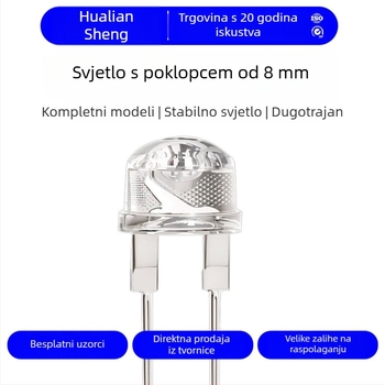 F8mm straw hat LED perle, inline 0.5W, bijela LED
