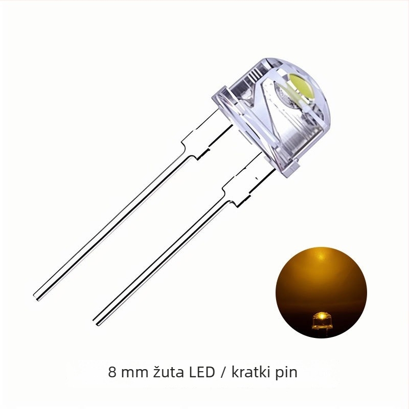F8mm straw hat LED perle, inline 0.5W, bijela LED