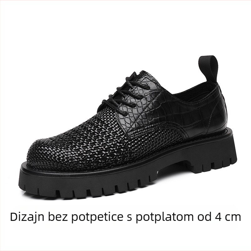 Muške kožne sandale s prozračnim dizajnom i izrezima, unutarnje povećanje visine, okrugli vrh, svestrana poslovno-ležerna obuća