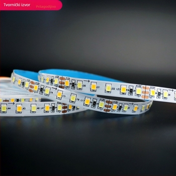 LED traka za garderobu, 12V, 2835 LED, dvobojna temperatura, 120 LED, širina 8 mm, niska napetost, okvir s dvostranim pločama
