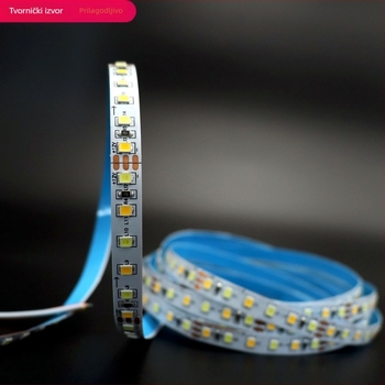 LED traka za garderobu, 12V, 2835 LED, dvobojna temperatura, 120 LED, širina 8 mm, niska napetost, okvir s dvostranim pločama