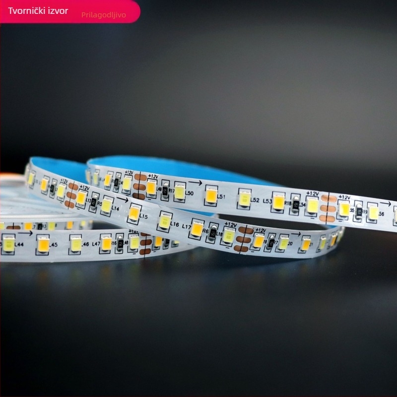 LED traka za garderobu, 12V, 2835 LED, dvobojna temperatura, 120 LED, širina 8 mm, niska napetost, okvir s dvostranim pločama