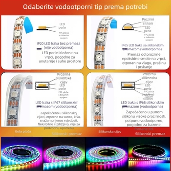 RGB LED trak 5V, 60 LED-ova 5050, šareni efekti i pokretna svjetlost, kontrola jednim bodom