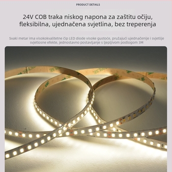 Puri LED traka s punim spektrom zaštite očiju, za unutarnju uporabu u dnevnom boravku, stropna linearna traka niskog napona