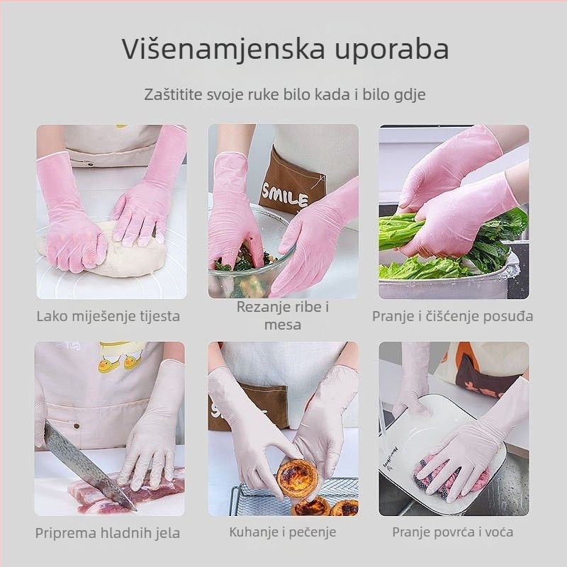 Jednokratne nitril rukavice, duge i otporne za pranje posuđa i kućno čišćenje