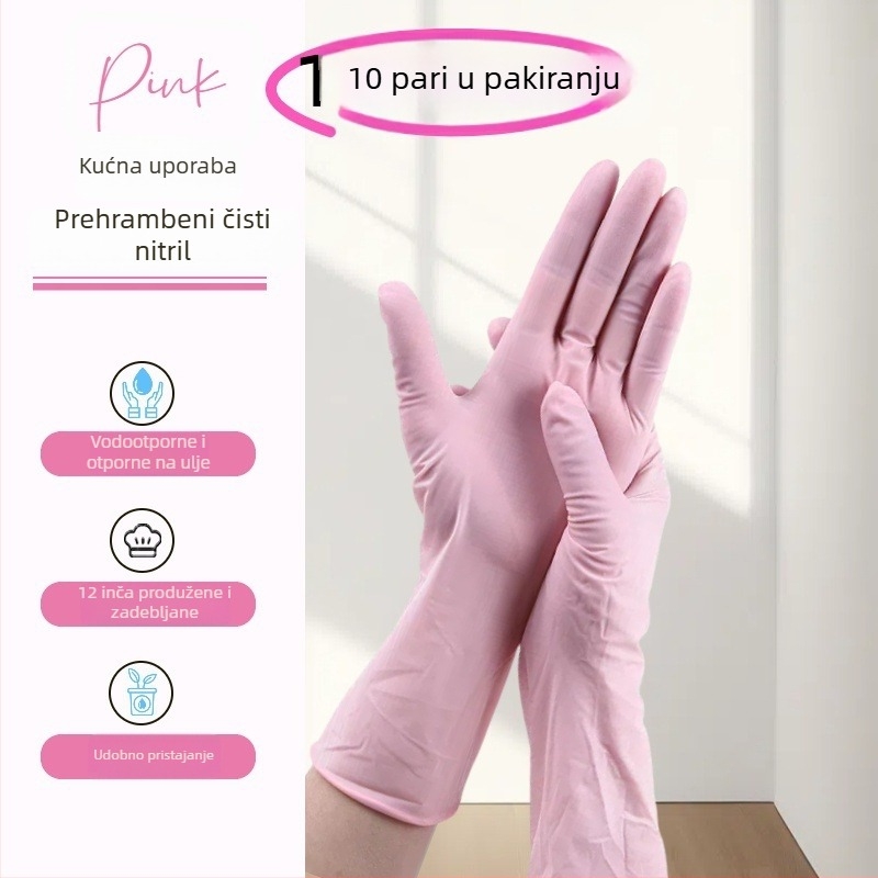 Jednokratne nitril rukavice, duge i otporne za pranje posuđa i kućno čišćenje