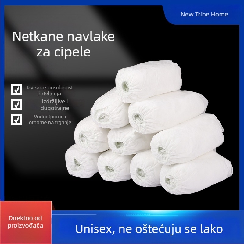 Jednokratne bijele navlake za obuću od netkanog materijala, debeli, za kućnu upotrebu, unutarnje prostore, protuklizne, zaštita od prašine