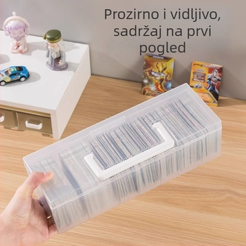 Prenosna kutija za kartice s preklopnim poklopcem, velika kapaciteta, prozirni stolni organizator za dječje kartice s pretincima