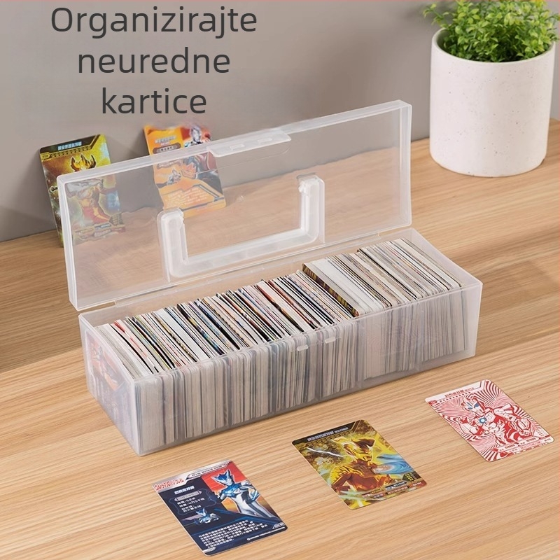 Prenosna kutija za kartice s preklopnim poklopcem, velika kapaciteta, prozirni stolni organizator za dječje kartice s pretincima