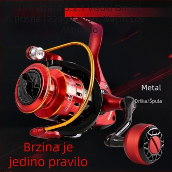 Cjelometalna mulineta za ribolov, model Fire Lizard, dugi domet bacanja, duboko more, otporna na slanu vodu