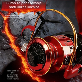 Cjelometalna mulineta za ribolov, model Fire Lizard, dugi domet bacanja, duboko more, otporna na slanu vodu
