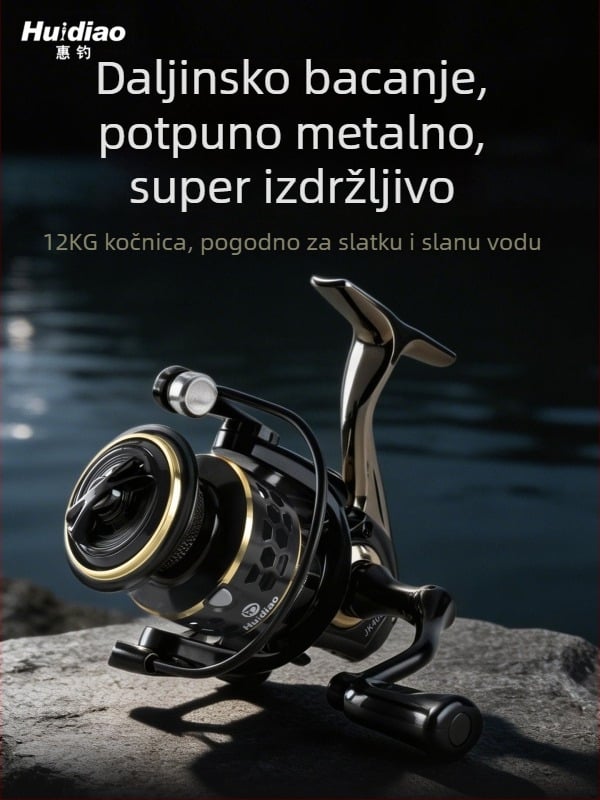 Huidiao potpuno metalni spinning kolut za duge bacaje, pravi ribarski kolut za morsku štap i stijenski ribolov