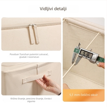 Anqin kutija za pohranu od pamuka, periva tkanina, organizator za spavaću sobu za pokrivače i odjeću, 50–60 L, 50×40×33 cm