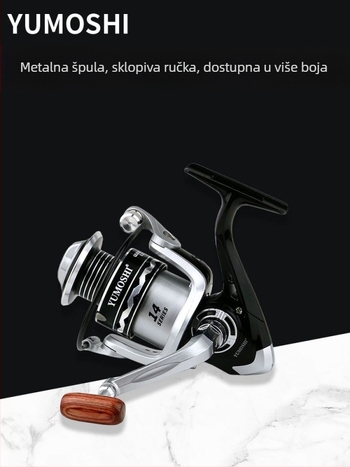 YUMOSHI Metalni navijač za ribolov, srebrne boje