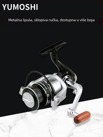 YUMOSHI Metalni navijač za ribolov, srebrne boje