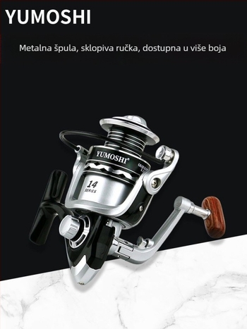 YUMOSHI Metalni navijač za ribolov, srebrne boje