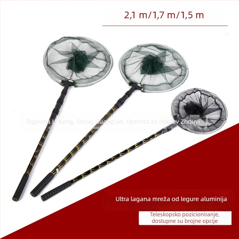 Ribolovna mreža od aluminijske legure, tri dijela, kvadratni uzorak tigrove kože, dužina 1,5–2,1 m