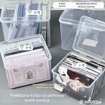 Prozirna kutija za pohranu s preklopnim poklopcem i naljepnicom, IN stil kutija za kartice, mala kvadratna kutija za vlastito tiskanje