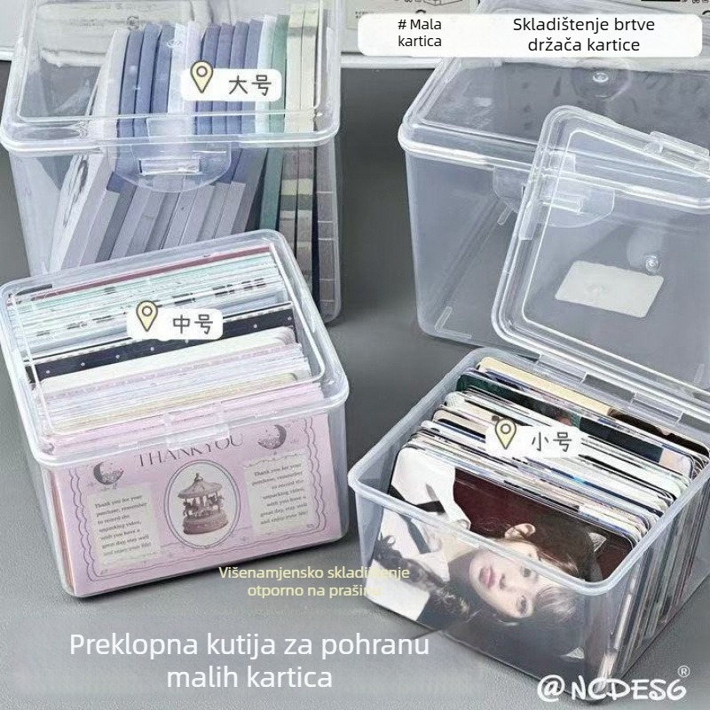 Prozirna kutija za pohranu s preklopnim poklopcem i naljepnicom, IN stil kutija za kartice, mala kvadratna kutija za vlastito tiskanje