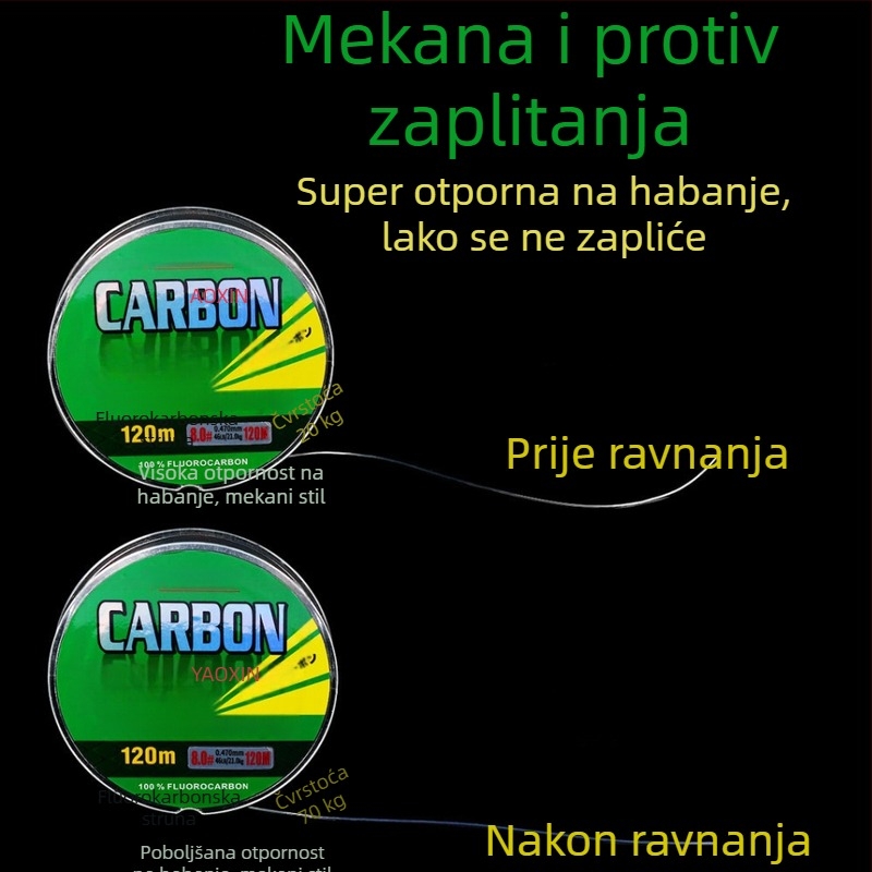 Yaoxin fluorokarbonska ribolovačka linija, 120 m, glavna linija, iznimno meka i otporna na habanje
