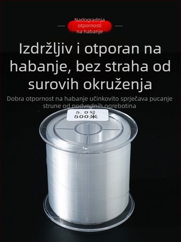 500 m najlonske ribolovne linije, prozirna kutija, visoke čvrstoće, pogodna za morski štap