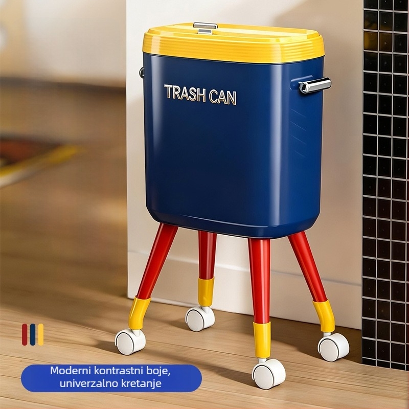 Kuhinjski koš za smeće s kotačićima, veliki kapacitet (12 L+), ergonomski dizajn, luksuzan izgled, poklopac na pritisak