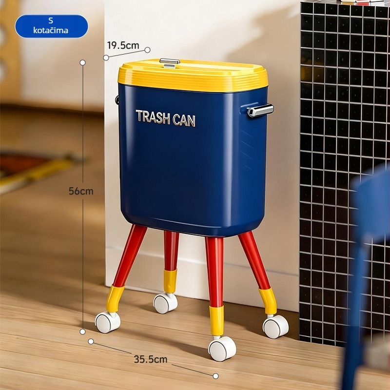 Kuhinjski koš za smeće s kotačićima, veliki kapacitet (12 L+), ergonomski dizajn, luksuzan izgled, poklopac na pritisak