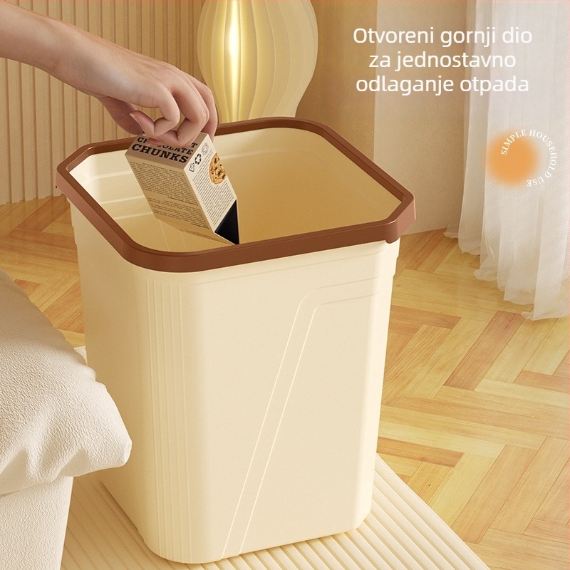 Kvadratni kuhinjski koš za smeće, poluprovidan dizajn, bez poklopca, kućna upotreba