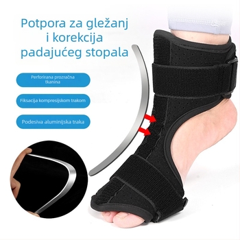 Aluminijska ortoza gležnja za pad stopala, prozračna elastična konstrukcija s Velcro kopčom, podesivi kompresijski remen za potplat
