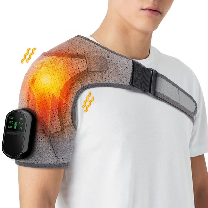 Električna grijana masažna podloga za rame s podešavanjem temperature, tri razine grijanja, vibrotopli kompres i terapija crvenim svjetlom