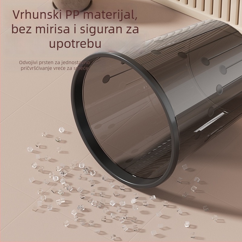 Proziran plastični koš za otpad za kućnu upotrebu — bez poklopca, 10 L, pogodan za kuhinju, kupaonicu, WC, spavaću sobu, dnevni boravak i ured