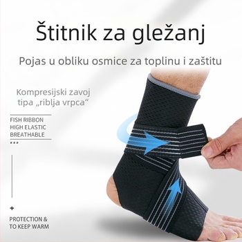 Zaštita gležnja s kompresijskim čarapama i zavojem, vanjska zaštita gležnja, unisex, planinarenje i aktivnosti na otvorenom