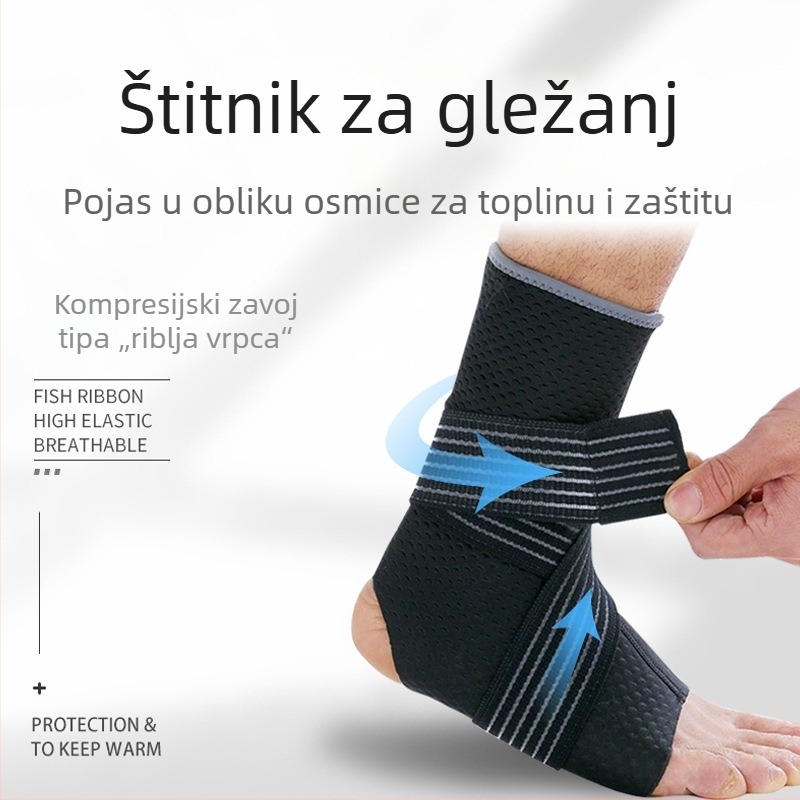 Zaštita gležnja s kompresijskim čarapama i zavojem, vanjska zaštita gležnja, unisex, planinarenje i aktivnosti na otvorenom