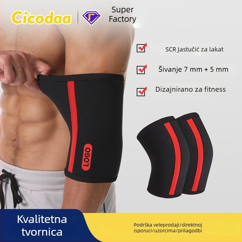Zaštitnici za lakte za fitness i sport, 7mm/5mm neoprenski materijal, snaga trening, zaštita lakta pri dizanju tegova