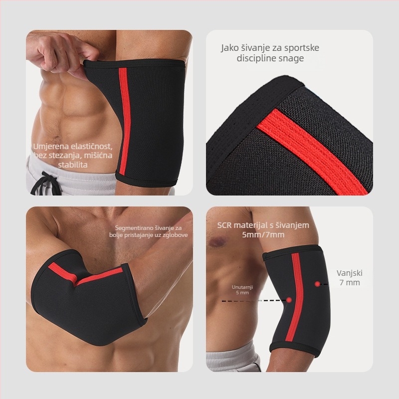 Zaštitnici za lakte za fitness i sport, 7mm/5mm neoprenski materijal, snaga trening, zaštita lakta pri dizanju tegova