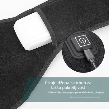 USB grijaći pojas za struk, tri podesive postavke, električno grijanje za muškarce i žene, kontrola temperature za struk i trbuh