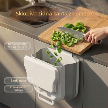 Kuhinjski koš za otpad, zidni, sklopivi spremnik s vratima ormarića i poklopcem, velikog kapaciteta za kuhinjski otpad
