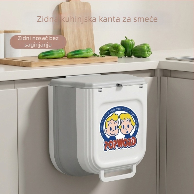 Kuhinjski koš za otpad, zidni, sklopivi spremnik s vratima ormarića i poklopcem, velikog kapaciteta za kuhinjski otpad