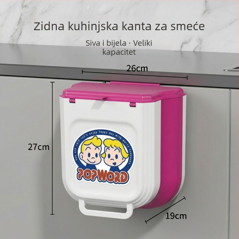 Kuhinjski koš za otpad, zidni, sklopivi spremnik s vratima ormarića i poklopcem, velikog kapaciteta za kuhinjski otpad