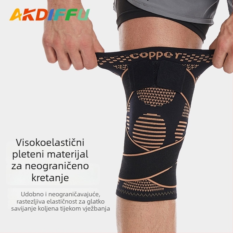 Sportske koljene zaštite s remenom, za muškarce i žene, prozračne pletene najlon koljene zaštite, protuklizne, za košarku i trčanje
