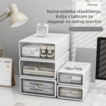 Stolna kutija za pohranu s fiokom za kozmetiku, nakit i školski pribor
