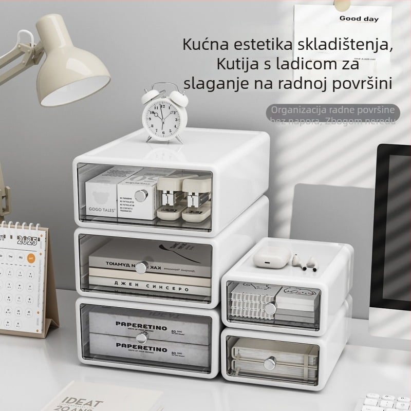 Stolna kutija za pohranu s fiokom za kozmetiku, nakit i školski pribor