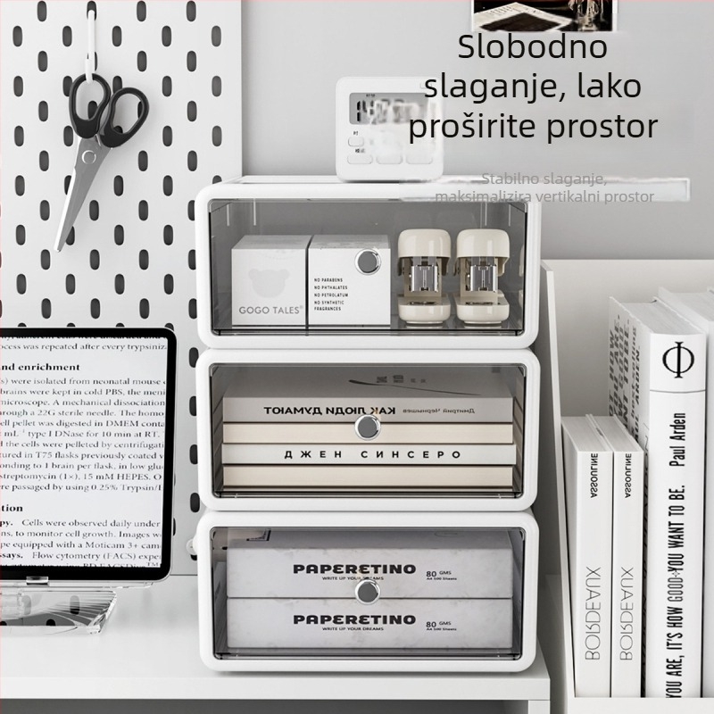 Stolna kutija za pohranu s fiokom za kozmetiku, nakit i školski pribor