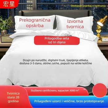 Digitalno tiskano posteljno rublje, trodijelni set: navlaka za pokrivač, plahte i jastučnice; anime uzorak, nordijski stil; sintetička vlakna, 90 g/m²