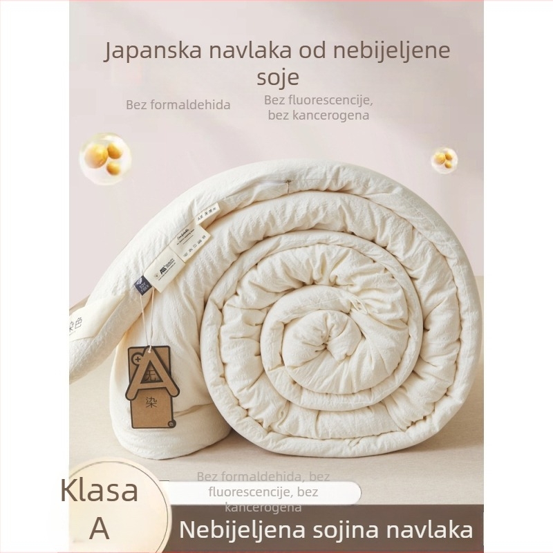 Deka od sirovog pamuka s vafl uzorkom, neobojana, punjena vlaknima soje, antibakterijska, za sve sezone.