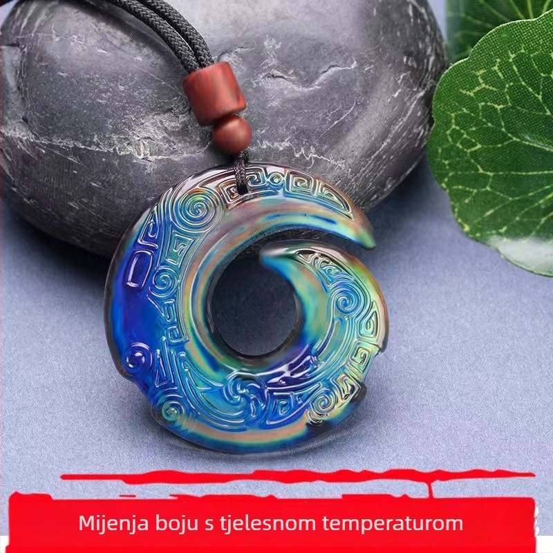 Unisex ogrlica s temperaturno osjetljivom promjenom boje, geometrijski dizajn s glaziranom površinom