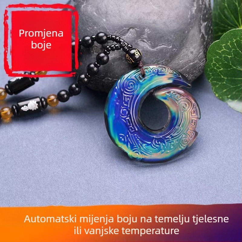 Unisex ogrlica s temperaturno osjetljivom promjenom boje, geometrijski dizajn s glaziranom površinom