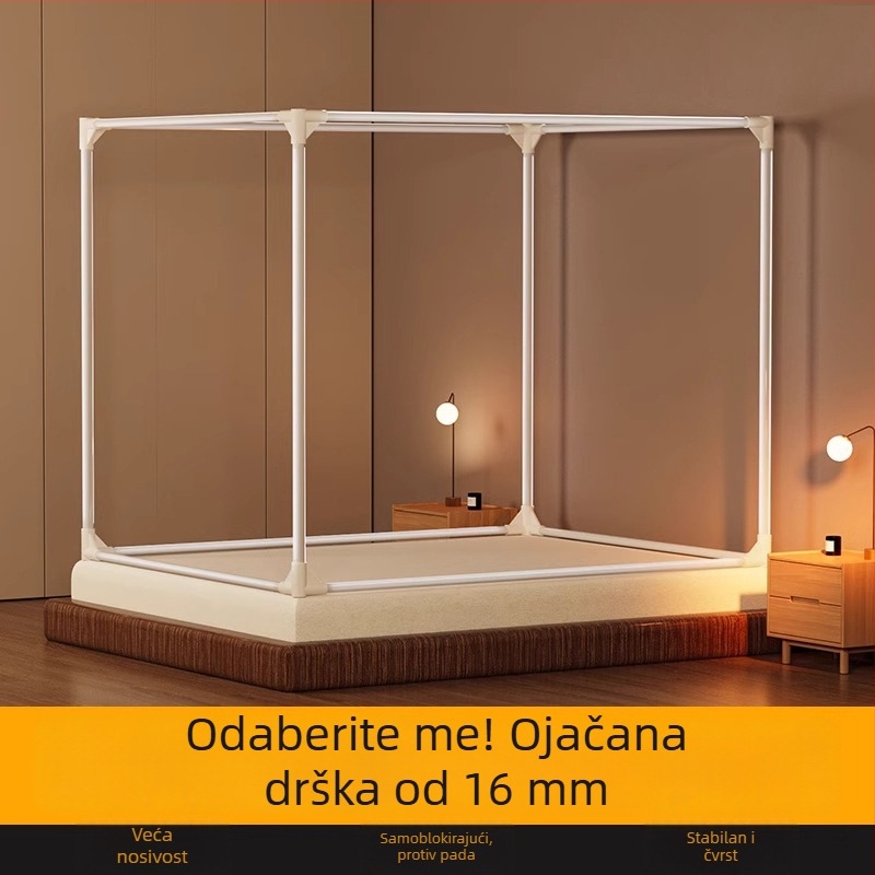 Okvir mreže protiv komaraca za krevet, komplet s nosačem protiv pada, debeli potporni štap duljine 1,8 m, za kućnu upotrebu; štap se prodaje odvojeno