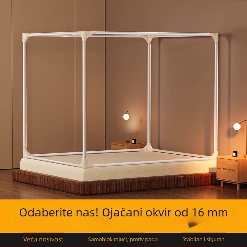 Okvir mreže protiv komaraca za krevet, komplet s nosačem protiv pada, debeli potporni štap duljine 1,8 m, za kućnu upotrebu; štap se prodaje odvojeno